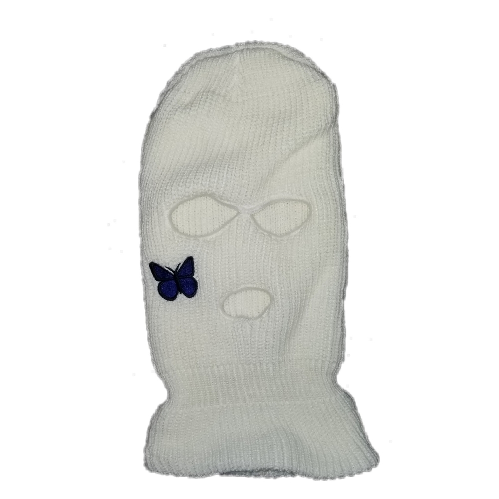 Unisex Blue Butterfly White Ski Mask